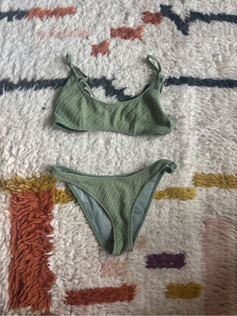 triangl swimwear Olive Green Textured Bikini Set